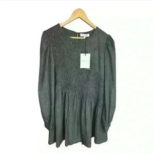 Jacquie the‎ label Tiered Minidress size S charcoal gray with pinstripes.